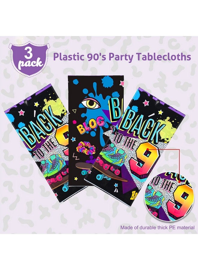 Kasyat 3 Pieces 90S Party Decorations Large 90S Themed Party Tablecover Back To The 90S Tablecloth Plastic Throwback Birthday Tablecloth For 1990S Throwback Event And Birthday Party Supplies 108 X 54 Inches - Image 4