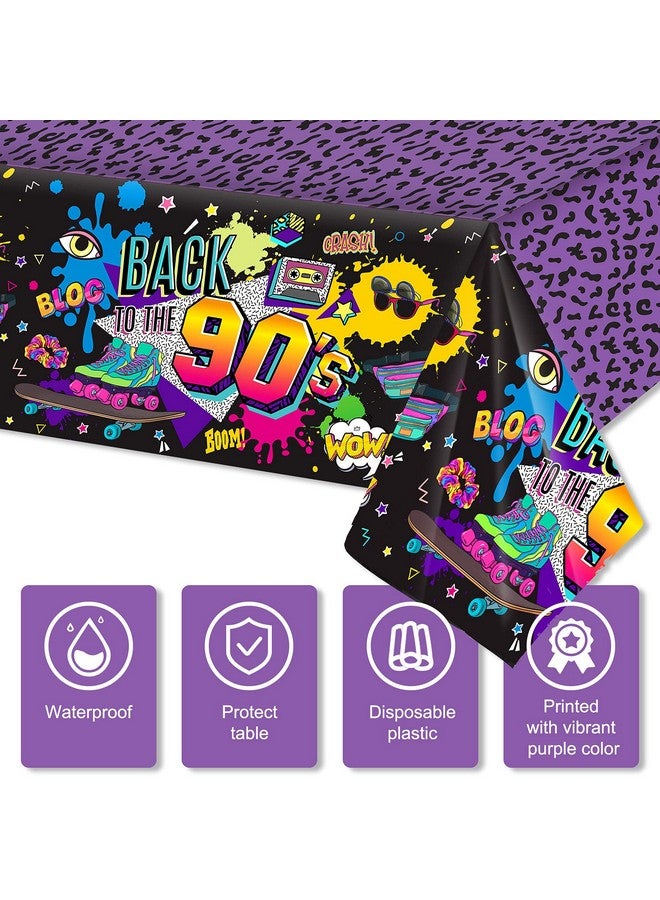 Kasyat 3 Pieces 90S Party Decorations Large 90S Themed Party Tablecover Back To The 90S Tablecloth Plastic Throwback Birthday Tablecloth For 1990S Throwback Event And Birthday Party Supplies 108 X 54 Inches - Image 5