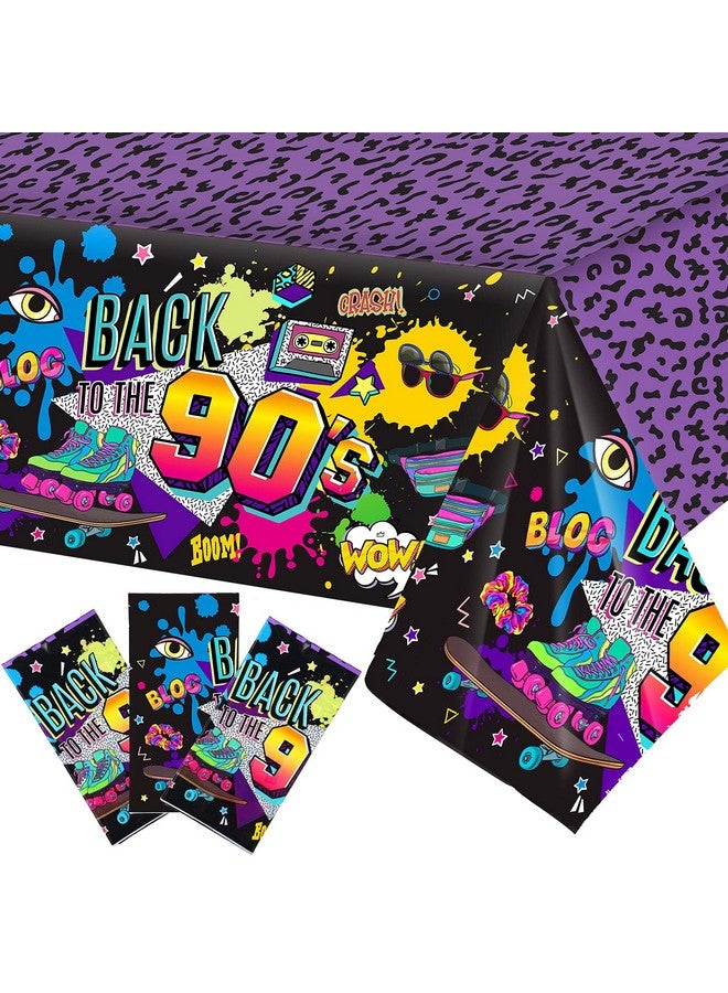 Kasyat 3 Pieces 90S Party Decorations Large 90S Themed Party Tablecover Back To The 90S Tablecloth Plastic Throwback Birthday Tablecloth For 1990S Throwback Event And Birthday Party Supplies 108 X 54 Inches - Image 2