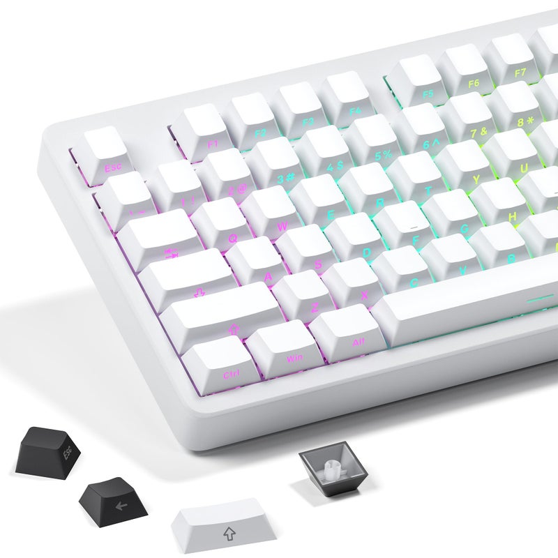 SDYZ غطاء مفاتيح XVX الأبيض - مجموعة أغطية مفاتيح PBT بطباعة جانبية، أغطية مفاتيح مخصصة مزدوجة الطباعة، أغطية مفاتيح PBT بروفايل شيري 132 مفتاح، غطاء مفاتيح للوحة مفاتيح ميكانيكية بأسلوب بسيط. - Image 1