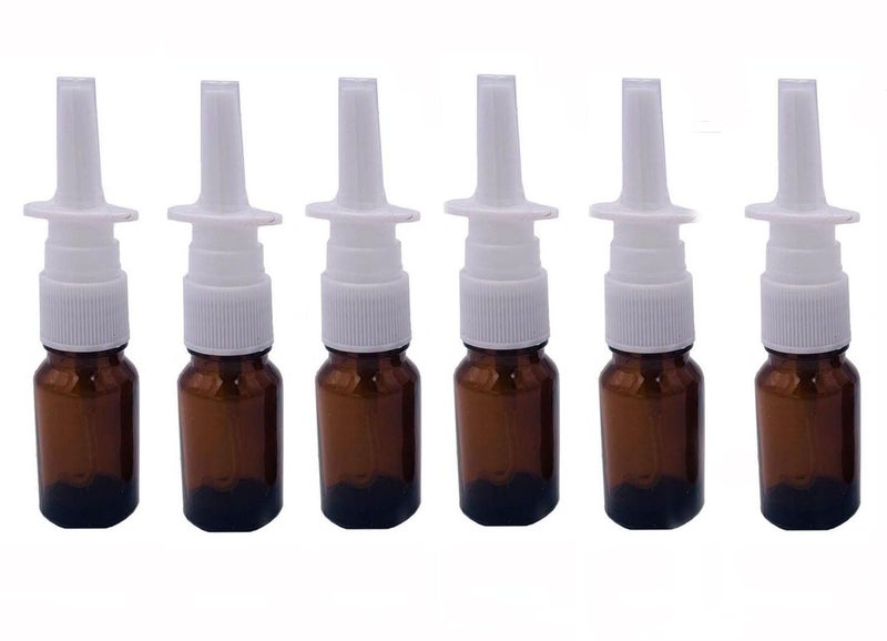 6PCS 15ML Empty Brown Glass Sprayer Bottle with Press Spray Head Portable Fine Mist Sprayers Containers