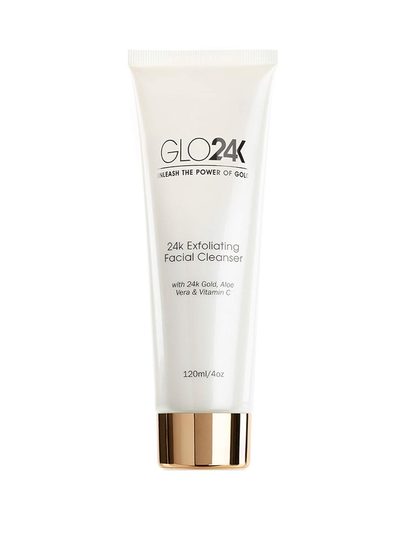 GLO24K UNLEASH THE POWER OF GOLD GLO24K Exfoliating Facial Cleanser with 24k Gold, Aloe Vera, and Vitamins. For a Radiant, Purified, Fresh looking Skin.  - Image 1