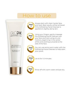 GLO24K UNLEASH THE POWER OF GOLD GLO24K Exfoliating Facial Cleanser with 24k Gold, Aloe Vera, and Vitamins. For a Radiant, Purified, Fresh looking Skin.  - Image 3