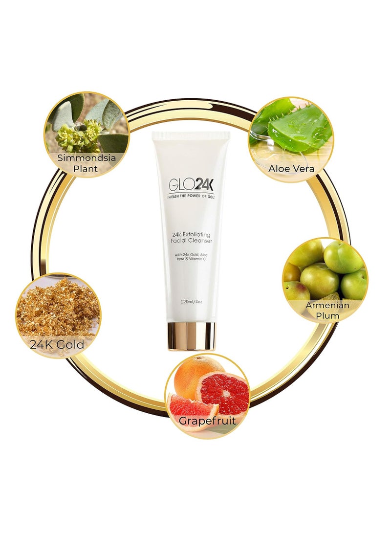 GLO24K UNLEASH THE POWER OF GOLD GLO24K Exfoliating Facial Cleanser with 24k Gold, Aloe Vera, and Vitamins. For a Radiant, Purified, Fresh looking Skin.  - Image 2
