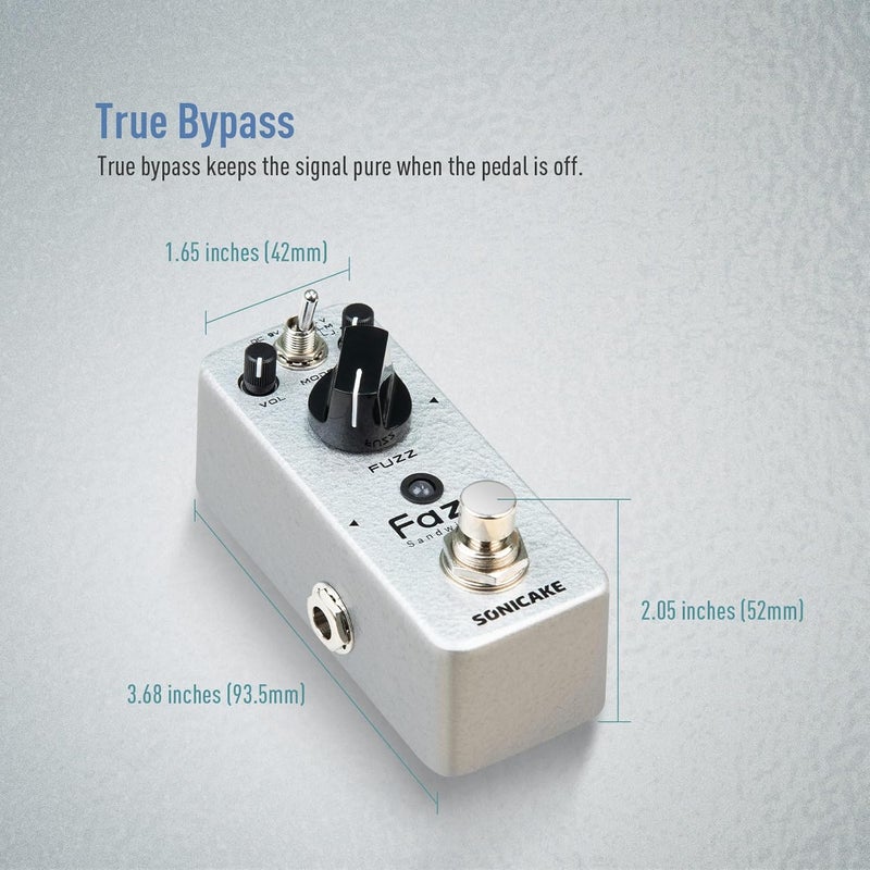 SONICAKE Fuzz Guitar Pedal, Mini Fuzzy Effect Pedal for Electric Guitar and Bass, 3 Classic Muff Sound, True Bypass - Fazy Sandwich - Image 4