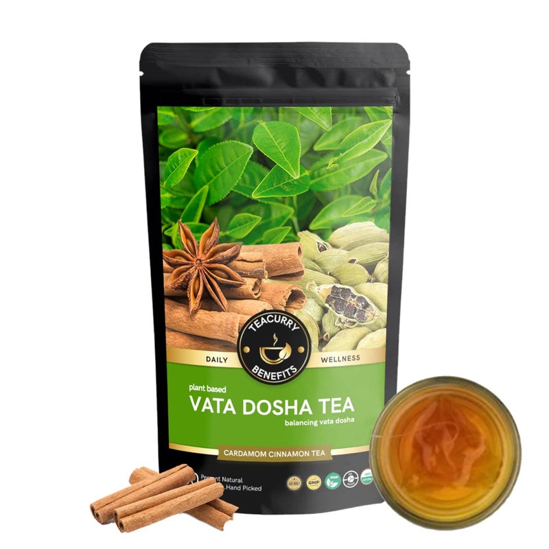 TEACURRY Vata Dosha Tea (200 Gram Loose) - Helps with Vata, Relaxation, calming & Digestion | 100% Natural Ingredient - licorice, ginger, cardamom, cinnamon - Image 1