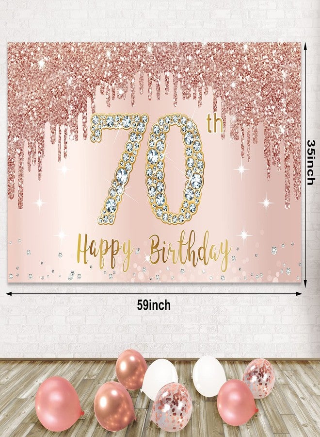 Bumqviy Happy 70th Birthday Banner Backdrop Decorations with Confetti Balloon Garland Arch, Rose Gold 70 Birthday Banner Balloon Set for Women, Pink 70 Year Old Bday Poster Photo Booth Decor - Image 4