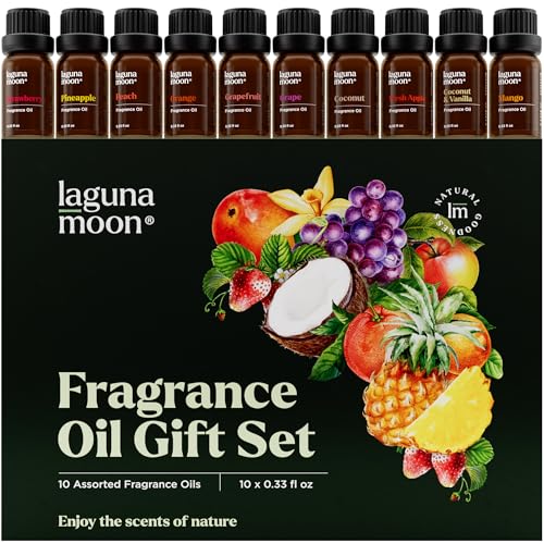 Lagunamoon Fragrance Oil Set - Premium Grade 10 Pcs Scented Oils for Candle Making, Soap Scents, Aroma Beads, Bath Bombs, Perfume & Flavoring Oil for Lip Gloss - Essential Oils with Fruity Scents (10ml) - Image 1