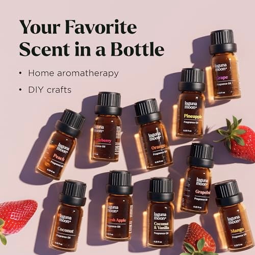 Lagunamoon Fragrance Oil Set - Premium Grade 10 Pcs Scented Oils for Candle Making, Soap Scents, Aroma Beads, Bath Bombs, Perfume & Flavoring Oil for Lip Gloss - Essential Oils with Fruity Scents (10ml) - Image 2