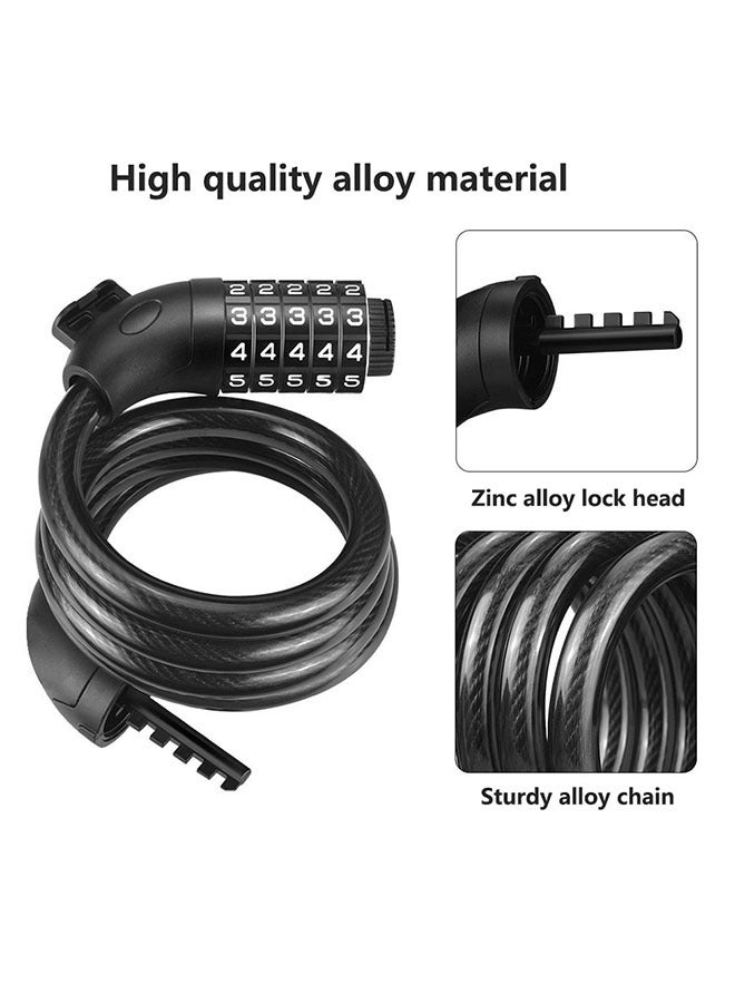 كوازيفي قفل دراجة بخمسة أرقام، كابل عالي التحمل، مضاد للسرقة، مع دعامة تثبيت - Image 2