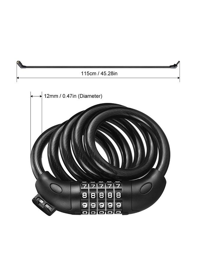 كوازيفي قفل دراجة بخمسة أرقام، كابل عالي التحمل، مضاد للسرقة، مع دعامة تثبيت - Image 4
