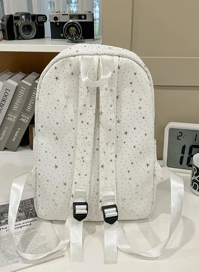 Take Two White Embellished Zip Closure Backpack