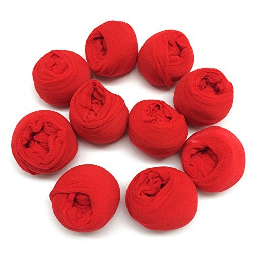 PEPPERLONELY Red 10PC 23 Inch Nylon Stocking Flower Fabric for Flowers Making - Red - Image 1