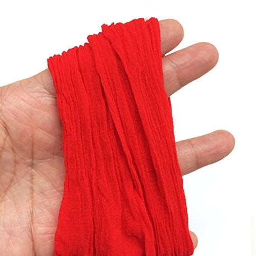 PEPPERLONELY Red 10PC 23 Inch Nylon Stocking Flower Fabric for Flowers Making - Red - Image 2