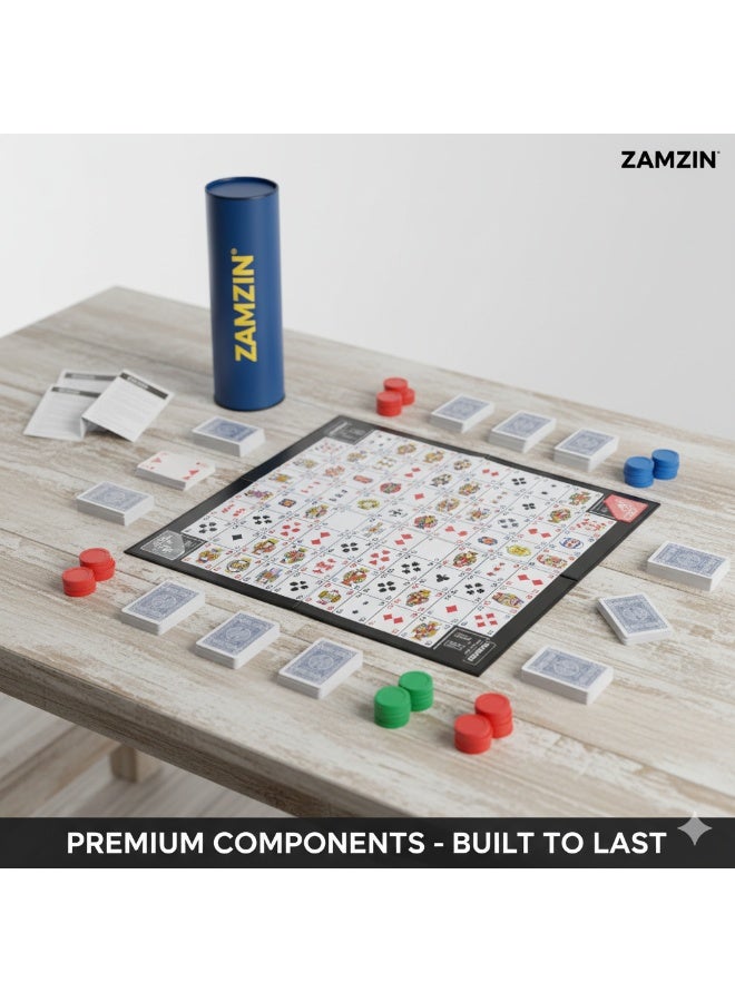 jumbo Family Board Game – Strategy & Luck, Large Game Mat, Cards & Chips, Ideal for 2–12 Players, Ages 7+, Block Opponents and Complete Sequences - Image 3