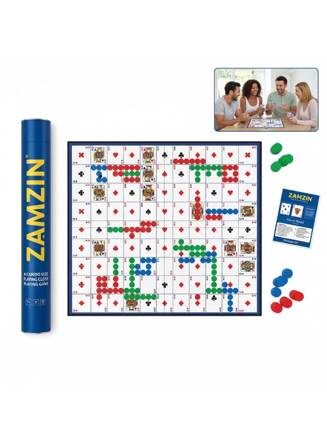 jumbo Family Board Game – Strategy & Luck, Large Game Mat, Cards & Chips, Ideal for 2–12 Players, Ages 7+, Block Opponents and Complete Sequences - Image 1