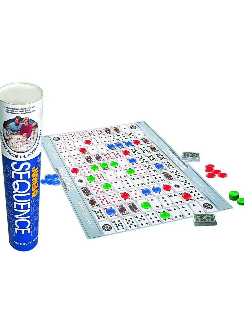jumbo Jumbo Sequence Tube Game Family Fun with Strategy and Luck Large Mat, Cards, Chips Ideal for 2-12 Players, Ages 7+ Block Opponents and Win Sequences  - Image 1