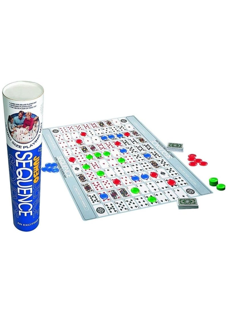 jumbo Jumbo Sequence Tube Game Family Fun with Strategy and Luck Large Mat, Cards, Chips Ideal for 2-12 Players, Ages 7+ Block Opponents and Win Sequences  - Image 3