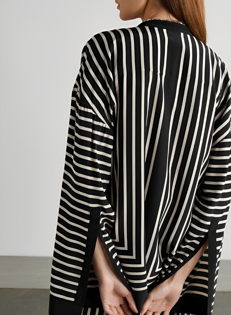 REOCLE Women’s 2 Piece Pajama Set Printing Sleepwear Tops with Long Loose Pants Soft  Pajama Sets Satin Printed Co-Ord Sets - Image 4