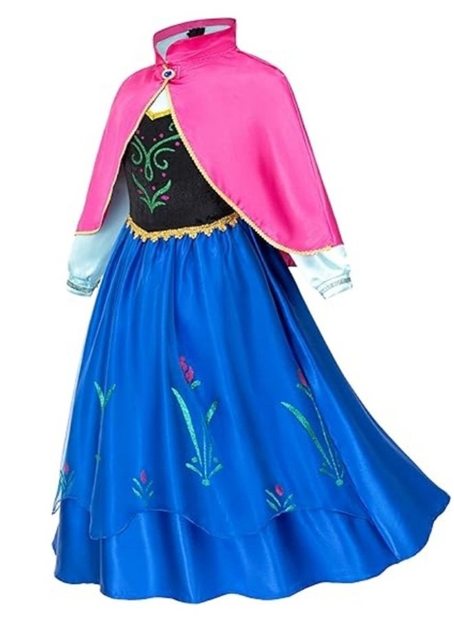 yongsheng Princess Anna Costume Dress 120cm，Dressy Girls' Princess Sister Costume Dresses Birthday Fancy Party  - Image 2