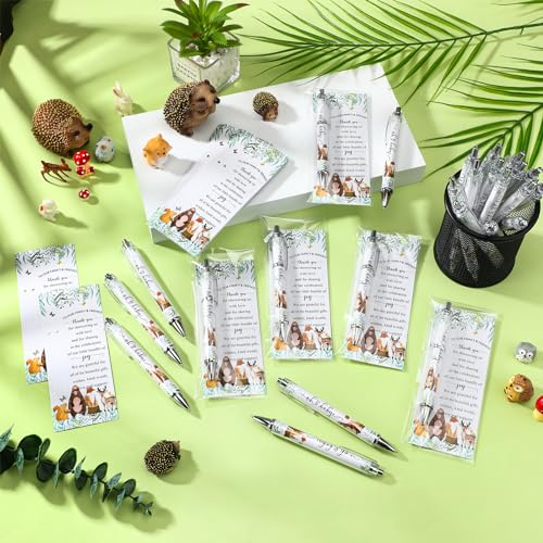 Dinifee 50 Sets Woodland Animals Baby Shower Favors Bulk Includes Ballpoint Pens Thank You Cards Cable Ties Woodland Baby Shower Gender Reveal for Guest Game Prizes Party Favors - Image 5