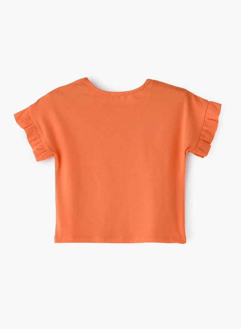 Jelliene Girls' Orange 'Summer Days' T-Shirt with Floral Print