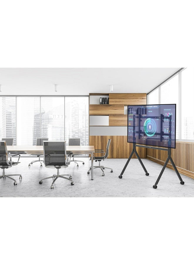 ستارجولد عربة تلفزيون متينة للشاشات من 65 إلى 150 بوصة، حامل تلفزيون متنقل بعجلات، وحامل عربة دوار قابل للتعديل وحامل عالمي - Image 5