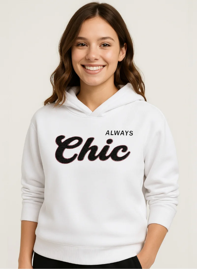 victor and jane “Always Chic” Hoodie  Off-White | 100% Cotton Fleece |