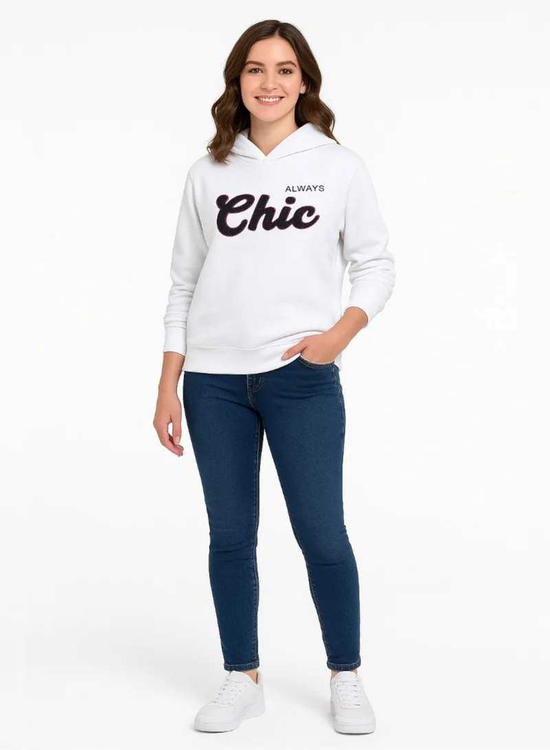 Victor And Jane  “Always Chic” Hoodie  Off-White | 100% Cotton Fleece | for Women | Best Price UAE