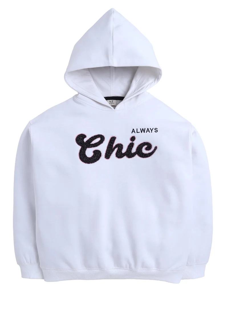 Victor And Jane  “Always Chic” Hoodie  Off-White | 100% Cotton Fleece | for Women | Best Price UAE