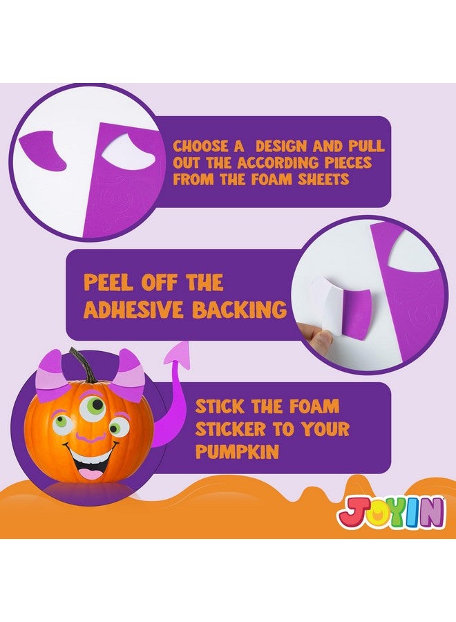 JOYIN 16 Packs Halloween Pumpkin Decorating Stickers, Foam Craft Kit, Halloween Party Favors for Kids, Party Supplies Arts Activities, Funny Jack O Lantern Stickers School Games Gifts - Image 4