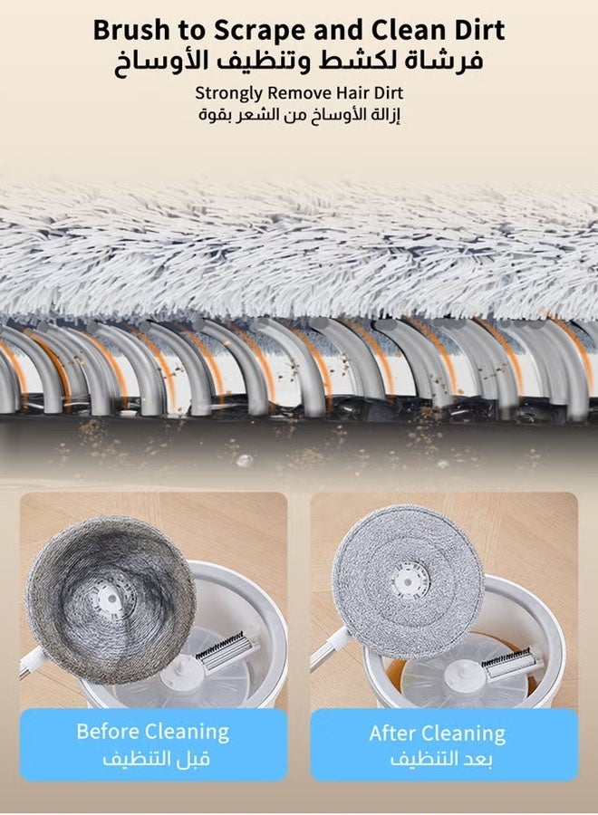 كادي ون طقم مكنسة ودلو كادي ون بزاوية 360 درجة مع 4 أكواب مايكروفايبر ومقابض قابلة للتمديد - رمادي 8 - Image 3