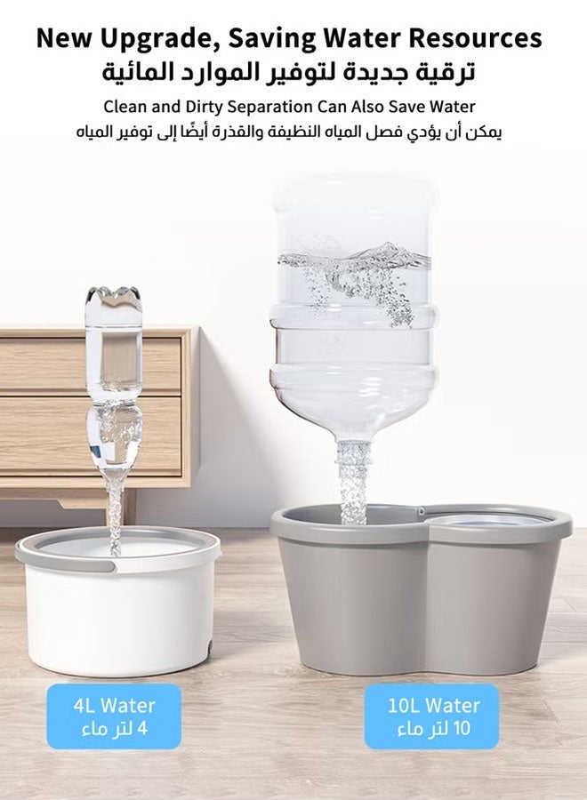 كادي ون طقم مكنسة ودلو كادي ون بزاوية 360 درجة مع 4 أكواب مايكروفايبر ومقابض قابلة للتمديد - رمادي 8 - Image 4