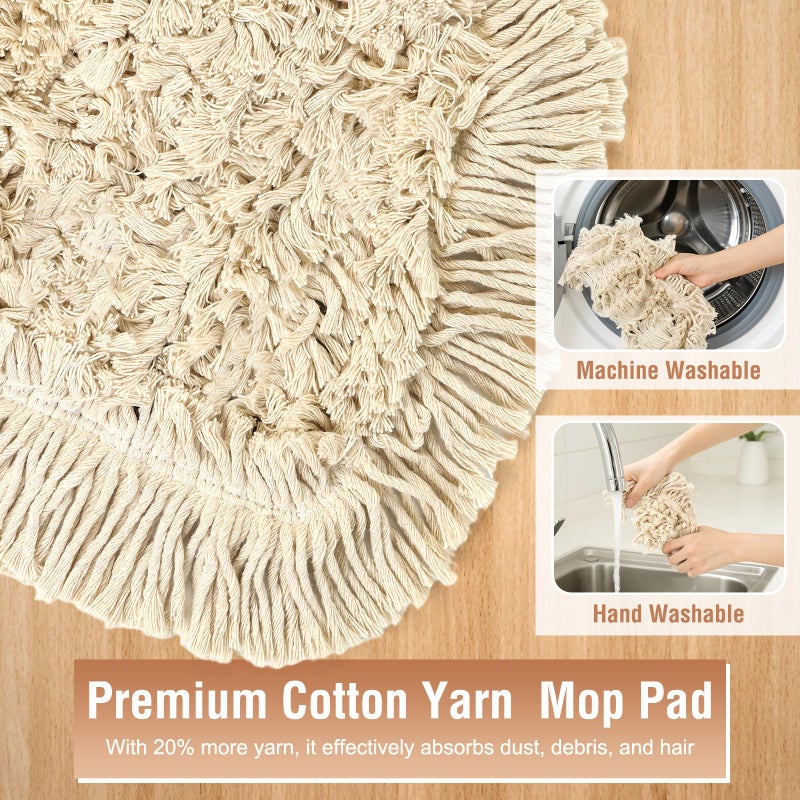SOBONNE Commercial Dust Mop for Hardwood Floors Cleaning, Heavy Duty Industrial Dry Mop with Wedge Cotton Mop Pads for Walls Cleaner,Tile,Vinyl,Laminate, Floor Duster Broom for Home and Business Use - Image 5