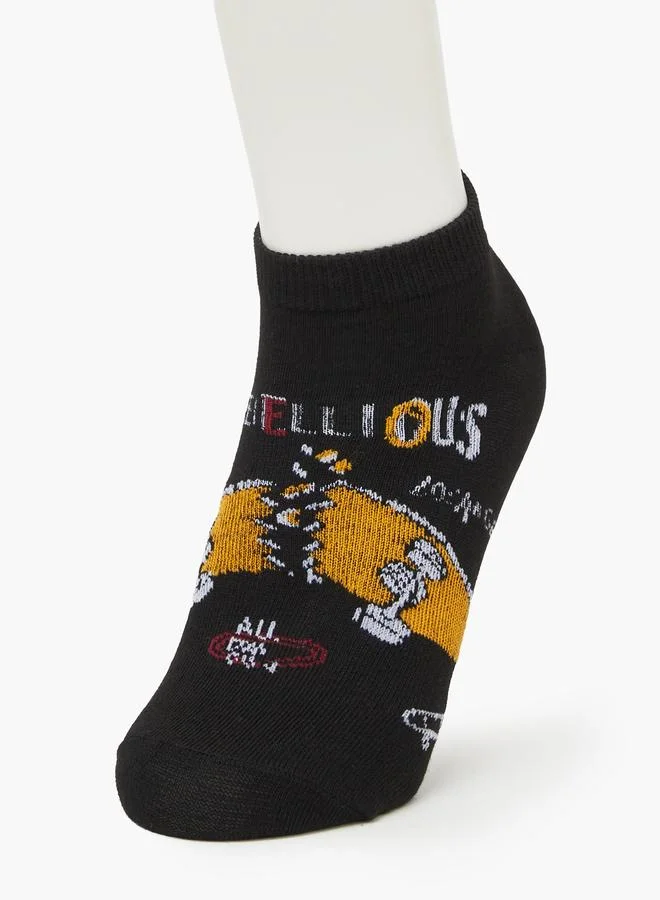 ستايلي Pack of 5 - Graphic Print Ankle Socks