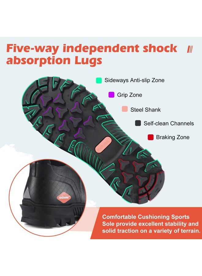 Showave Men's Short Rubber Boots Waterproof Rain Boots Insulated Working Booties with Comfortable Sports Sole, Black - Image 4
