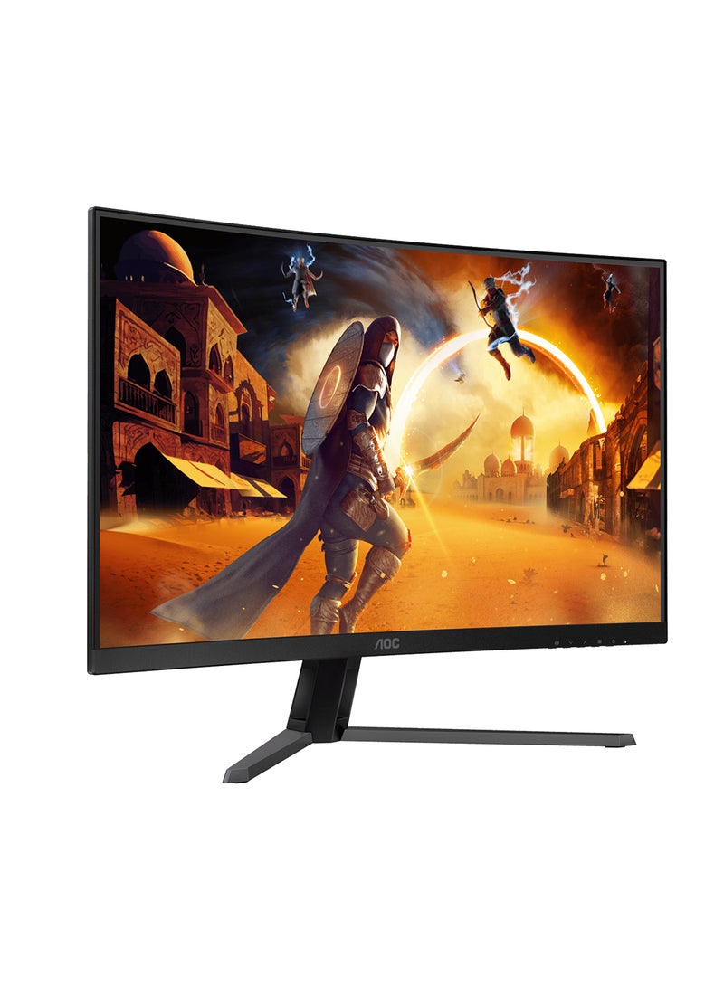 AOC CQ32G4E 31.5" QHD Curved 1500R Gaming Monitor, 180Hz Refresh Rate, 0.5ms Response Time, Flicker-free Technology, HDR10 Adaptive Sync, HDMI 2.0 x 1, DisplayPort 1.4 x 1, CQ32G4E Black/Red - Image 2
