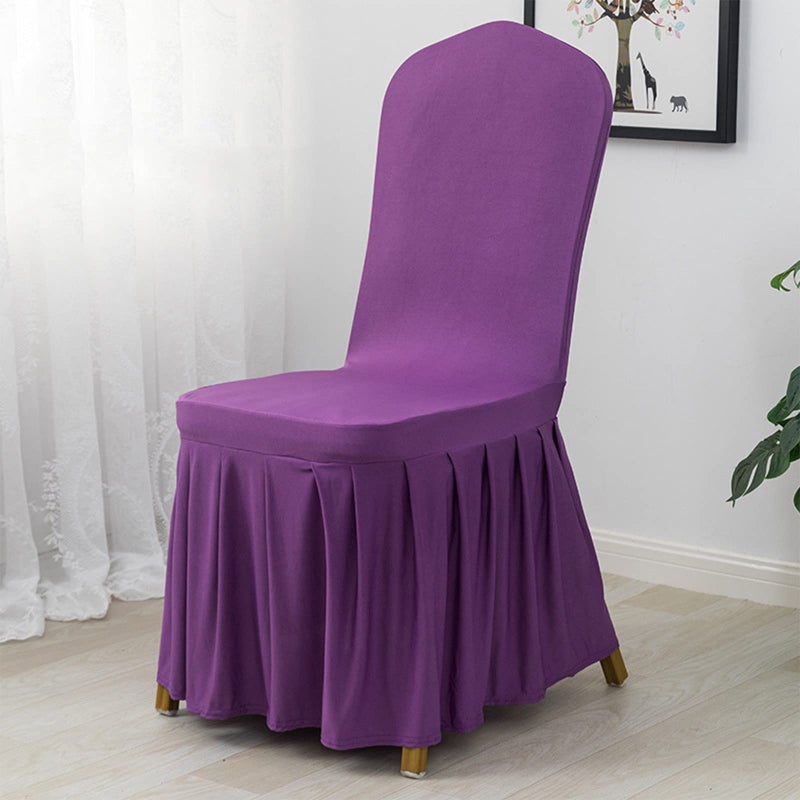Dimatic Dimatic Dining Room Chair Covers Set of 2  Stretch Parsons Slipcovers with Skirt Super Fit Spandex Chair Seat Protector Cover for Dining Room  Hotel  Ceremony (Purple) - Image 2