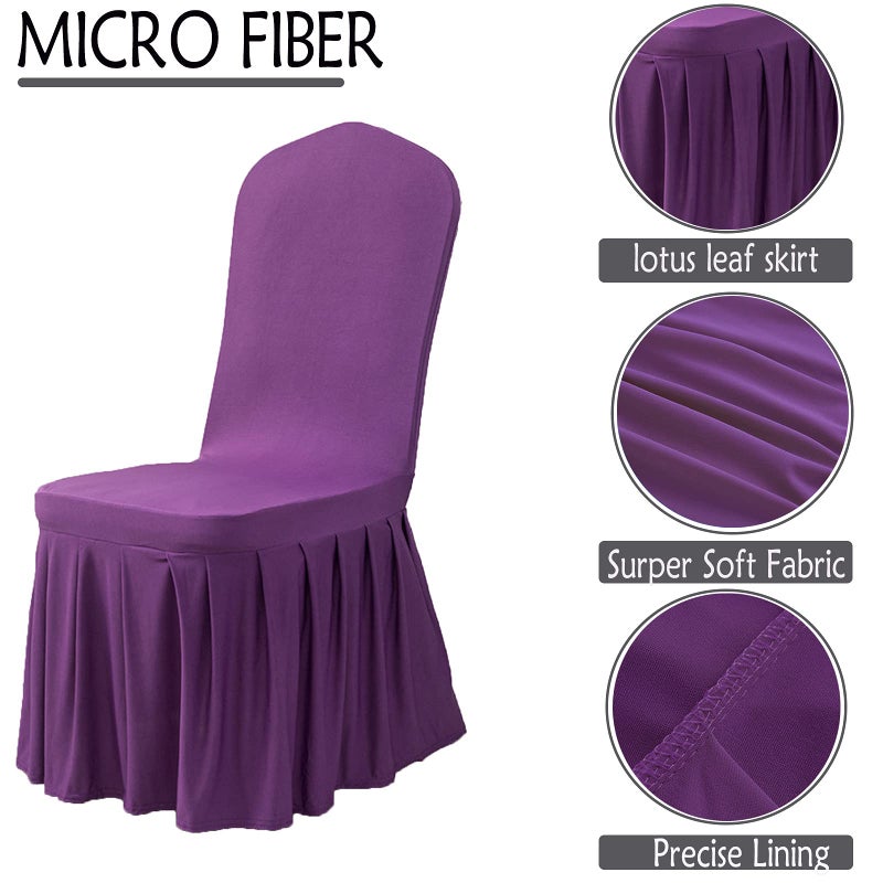 Dimatic Dimatic Dining Room Chair Covers Set of 2  Stretch Parsons Slipcovers with Skirt Super Fit Spandex Chair Seat Protector Cover for Dining Room  Hotel  Ceremony (Purple) - Image 3