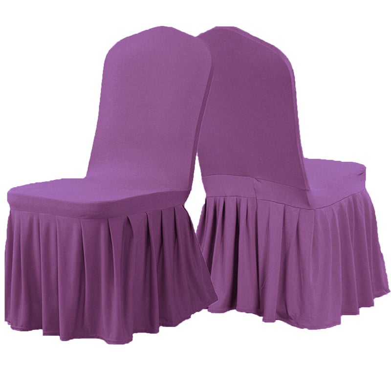 Dimatic Dimatic Dining Room Chair Covers Set of 2  Stretch Parsons Slipcovers with Skirt Super Fit Spandex Chair Seat Protector Cover for Dining Room  Hotel  Ceremony (Purple) - Image 4