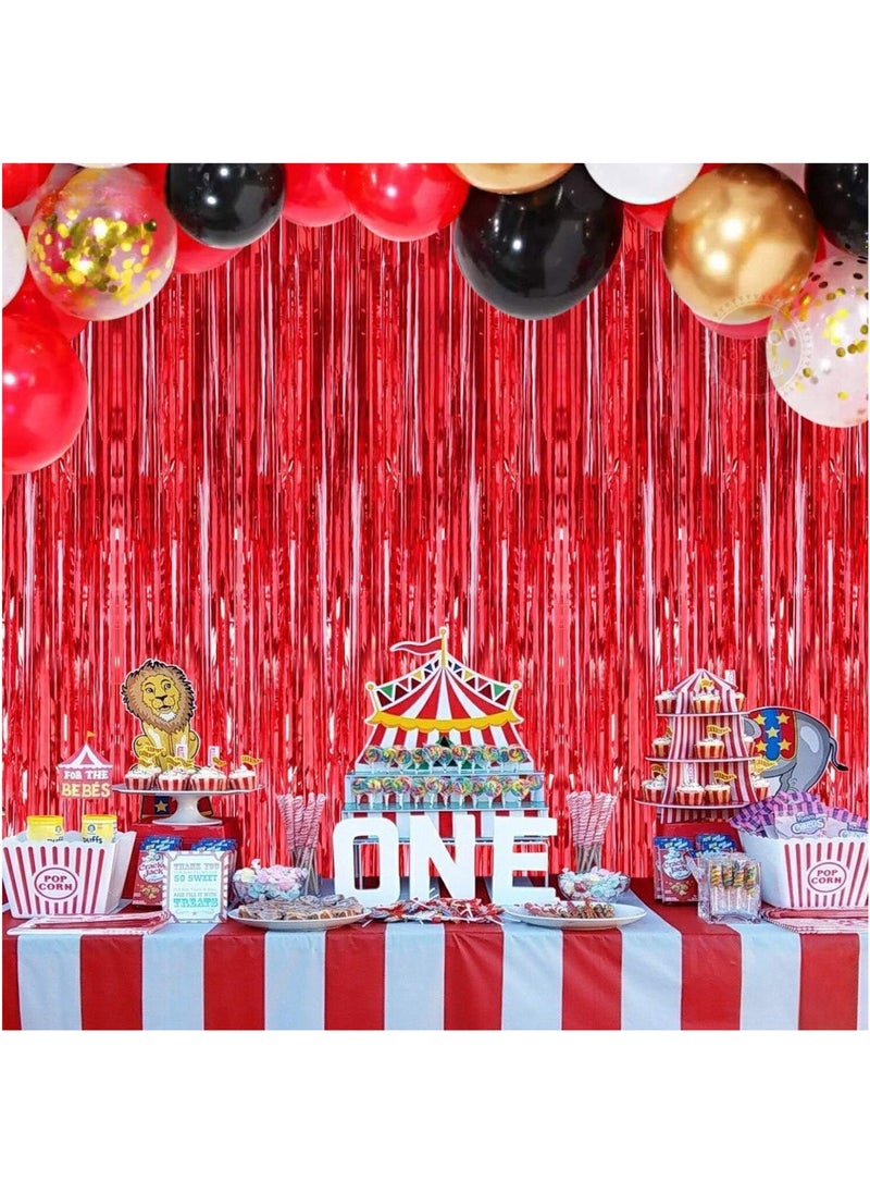 KATCHON Red Fringe Curtain - 3.2 x 8 Feet Pack of 1 | Metallic Red Foil Fringe Streamers for Birthday Party Decorations  - Image 4