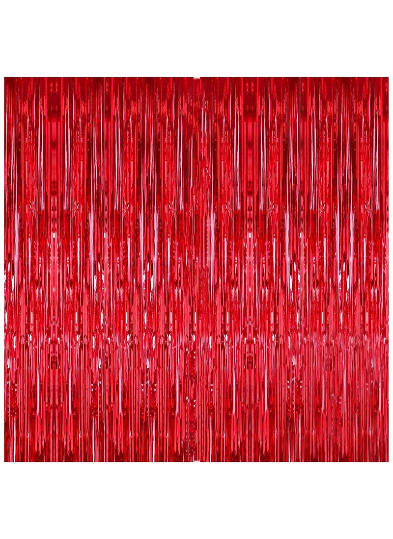KATCHON Red Fringe Curtain - 3.2 x 8 Feet Pack of 1 | Metallic Red Foil Fringe Streamers for Birthday Party Decorations  - Image 1