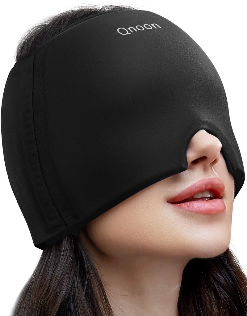 Qnoon Migraine Relief Cap Headache Relief Cap Mask Products Cooling Odorless Gel Ice Head Wrap for Tension StressHangover Puffy Eyes