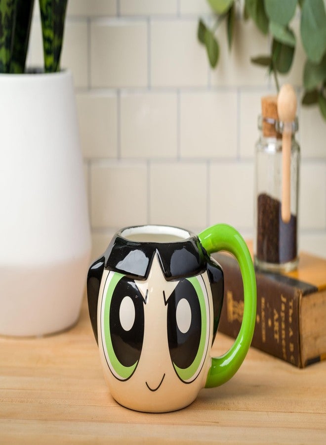 Silver Buffalo Powerpuff Girls Buttercup Face Ceramic 3D Sculpted Mug - Image 4