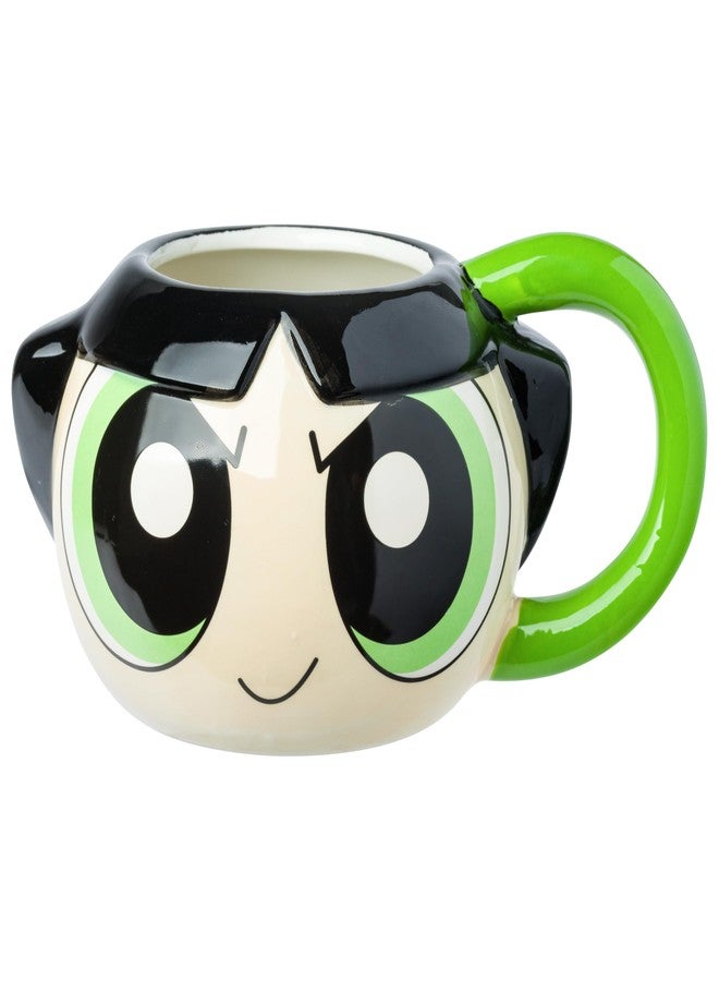 Silver Buffalo Powerpuff Girls Buttercup Face Ceramic 3D Sculpted Mug - Image 1