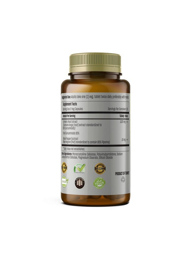 TALYA - Turmeric Curcumin With Piperine Extract For Maximum Absorption Highest Potency Available 95% Standardized Curcuminoids Non Gmo Gluten Free Tablets - Image 1