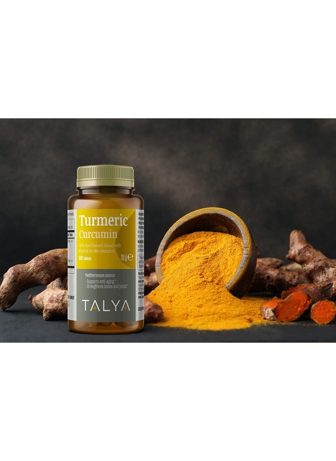 TALYA - Turmeric Curcumin With Piperine Extract For Maximum Absorption Highest Potency Available 95% Standardized Curcuminoids Non Gmo Gluten Free Tablets - Image 1