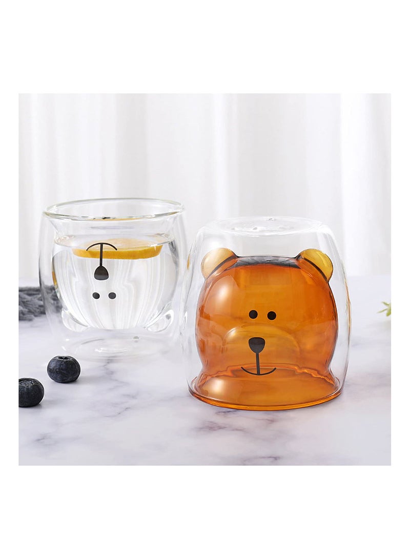 GGOOT Lightweight Double Glass Inner Layer Vacuum Anti-scalding Family Cute And Creative Bear Cup Coffee Mugs, Transparent - Image 4