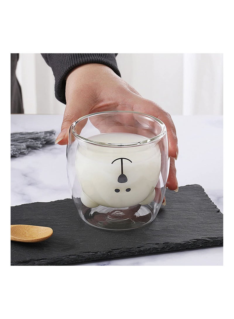 GGOOT Lightweight Double Glass Inner Layer Vacuum Anti-scalding Family Cute And Creative Bear Cup Coffee Mugs, Transparent - Image 2
