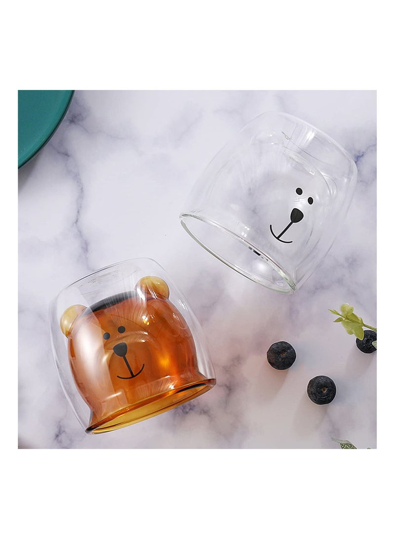 GGOOT Lightweight Double Glass Inner Layer Vacuum Anti-scalding Family Cute And Creative Bear Cup Coffee Mugs, Transparent - Image 5